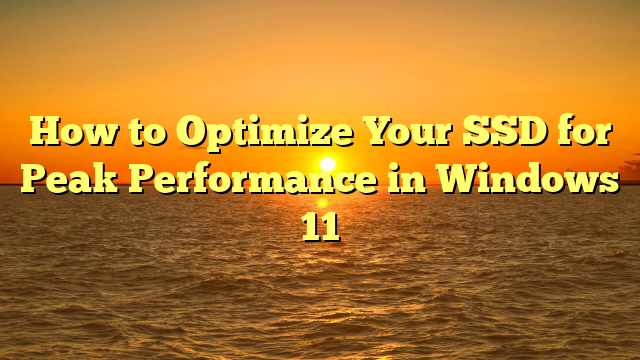 How to Optimize Your SSD for Peak Performance in Windows 11